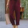 Women * | Top 10 42Pops Dark Burgundy Corduroy Pocket Straight-Leg Pants Women