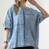 Women * | Discount 42Pops Medium Chambray Oversize Hi-Low Top Women