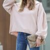 Women * | Hot Sale 42Pops Dusty Blush Puff-Sleeve Hi-Low Oversize Hoodie Women