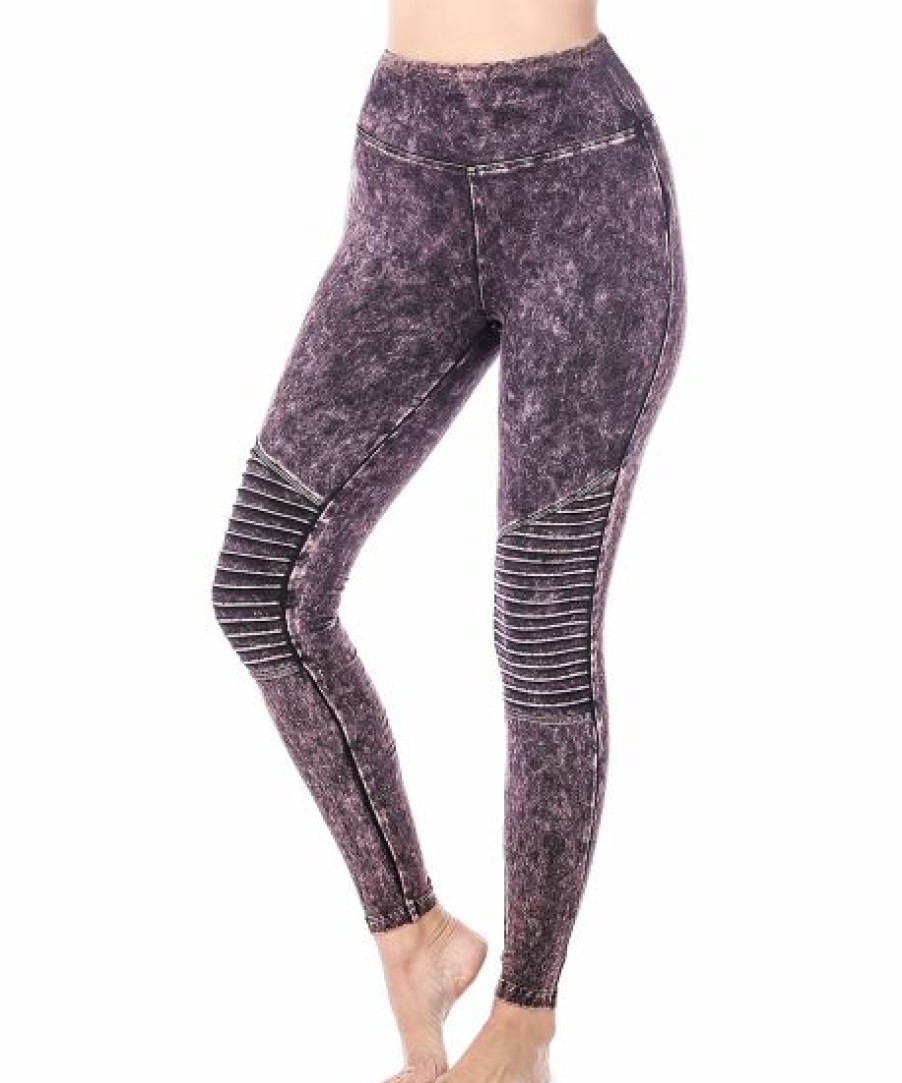 Women * | Best Deal 42Pops Blackberry Mineral Wash Moto Leggings Women