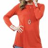 Other * | Hot Sale 42Pops Rust Crochet-Back Crewneck Long-Sleeve Tunic Women