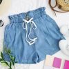 Women * | Flash Sale 42Pops Medium Chambray Drawstring Pocket Paper Bag Shorts Women