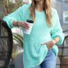 Women * | Cheapest 42Pops Green Mint Popcorn-Texture Crewneck Bishop-Sleeve Sweater Women