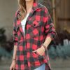 Women * | Flash Sale 42Pops Red & Black Check Pocket Shacket Women