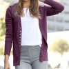 Women * | Best Reviews Of 42Pops Eggplant Ribbed Snap Cardigan Women