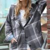 Women * | Brand New 42Pops Charcoal Plaid Pocket Shacket Women