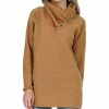 Women * | Coupon 42Pops Mustard Button-Accent Cowl Neck Tunic Women