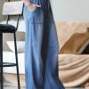 Women * | Promo 42Pops Dark Chambray Drawstring Pocket Wide-Leg Pants Women