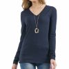 Women * | Cheap 42Pops Midnight Navy V-Neck Long-Sleeve Top Women