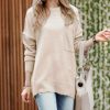 Women * | Coupon 42Pops Heather Mocha Melange Crewneck Hi-Low Pocket Sweater Women