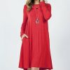 Women * | Discount 42Pops Ruby Jewel-Collar Long-Sleeve Pocket Shift Dress Women