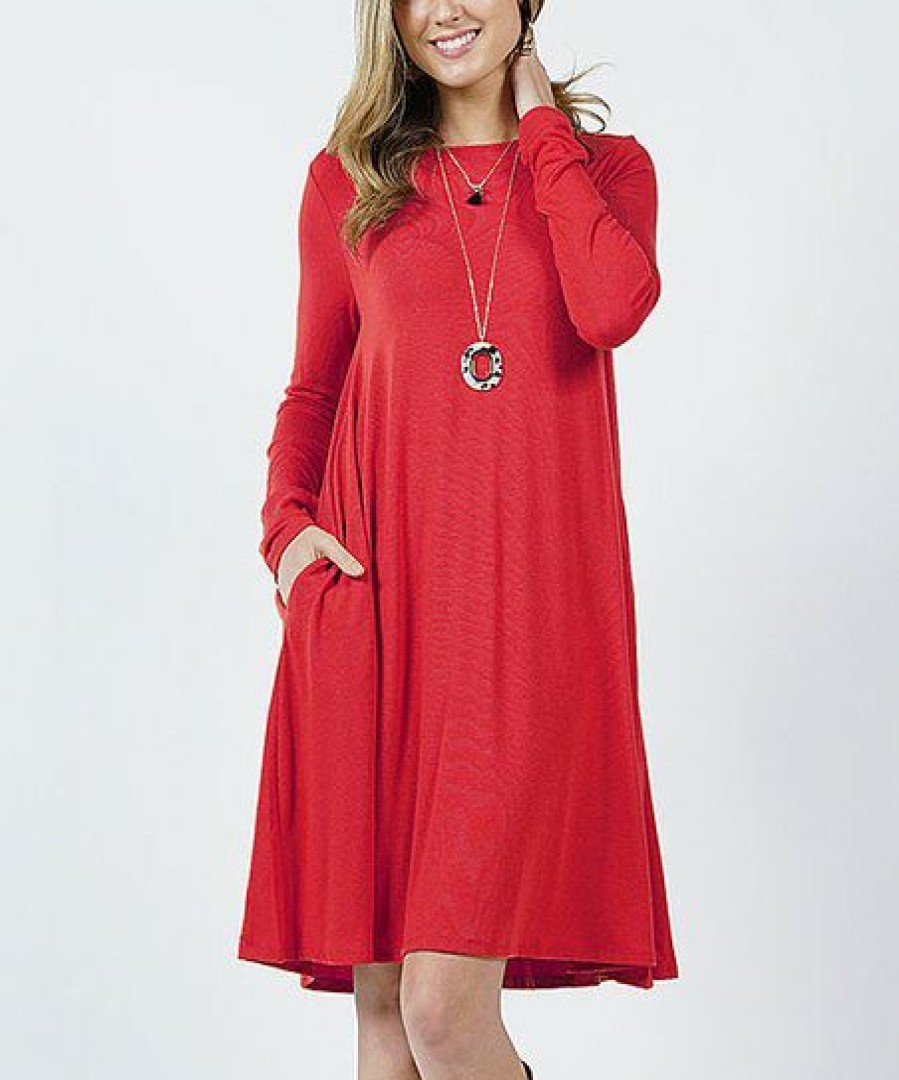 Women * | Discount 42Pops Ruby Jewel-Collar Long-Sleeve Pocket Shift Dress Women