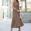 Women * | Flash Sale 42Pops Mocha Round-Neck Sleeveless Tiered Midi Dress Women