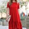 Women * | Outlet 42Pops Ruby Ruffle-Accent Short-Sleeve Pocket Shift Dress Women