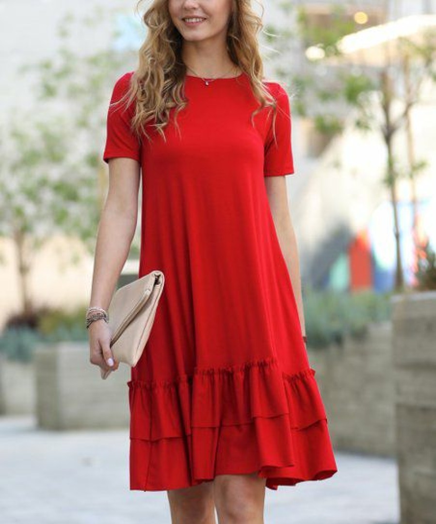 Women * | Outlet 42Pops Ruby Ruffle-Accent Short-Sleeve Pocket Shift Dress Women