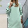 Women * | Budget 42Pops Dusty Green Crewneck Long-Sleeve Pocket Oversize Sweatshirt Tunic Women