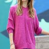 Women * | Deals 42Pops Magenta Melange Hacci Drop-Shoulder Oversize Sweater Women