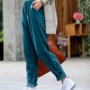 Women * | Best Reviews Of 42Pops Teal Corduroy Pocket High-Waist Pants Women