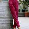 Women * | Best Deal 42Pops Burgundy Corduroy High-Rise Pocket Pants Women