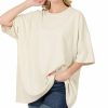 Other * | Best Deal 42Pops Bone Drop Shoulder Crewneck Short-Sleeve Oversize Tee Women