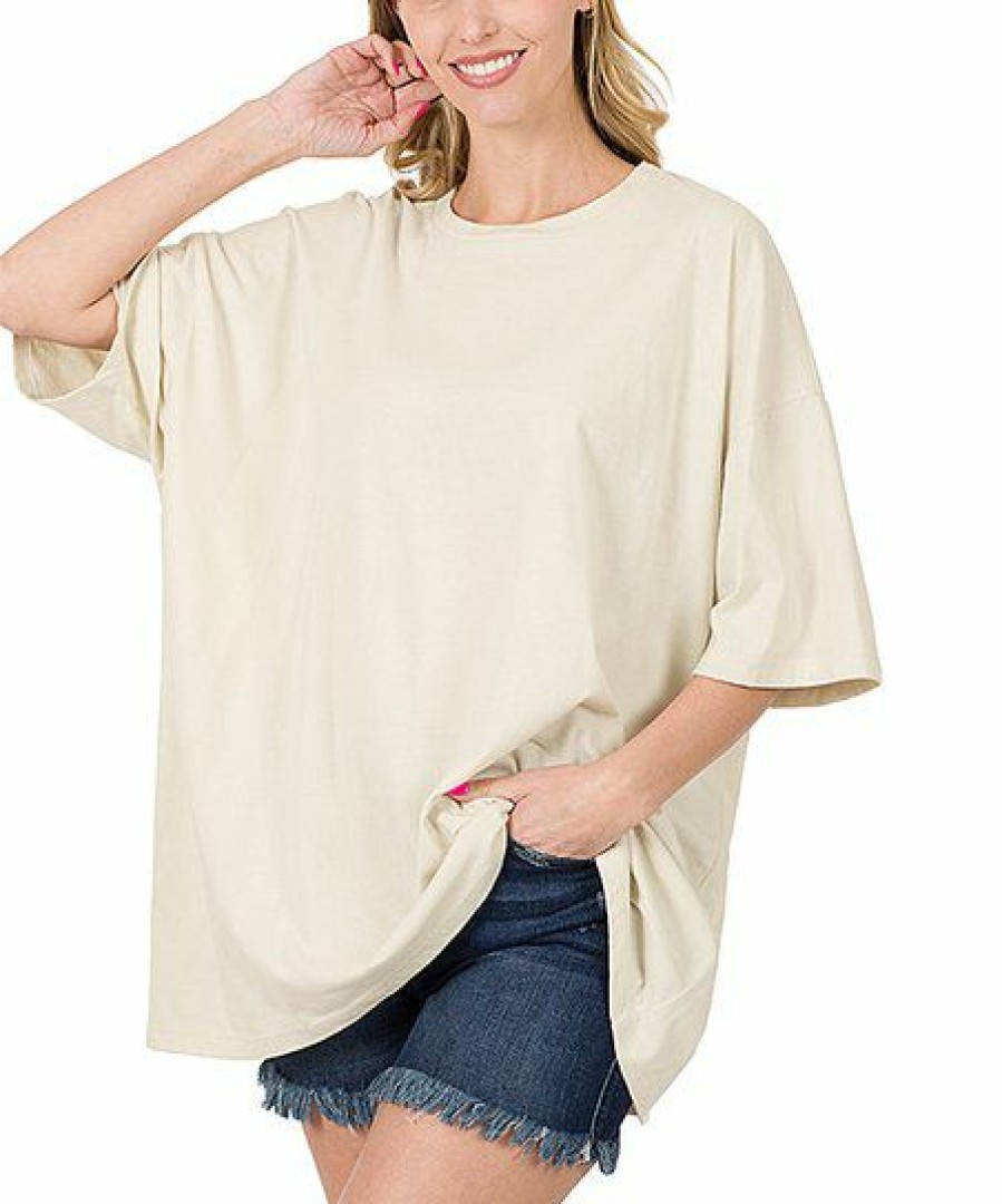 Other * | Best Deal 42Pops Bone Drop Shoulder Crewneck Short-Sleeve Oversize Tee Women