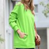 Other * | Flash Sale 42Pops Green V-Neck Long-Sleeve Pocket Sweatshirt Women