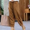 Women * | Best Reviews Of 42Pops Deep Camel Corduroy Pocket Straight-Leg Pants Women