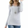 Other * | Cheapest 42Pops Light Gray V-Neck Long-Sleeve Top Women