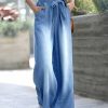 Women * | Best Sale 42Pops Medium Chambray Waist-Tie Wide-Leg Jeans Women