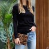 Women * | Hot Sale 42Pops Black Crewneck Long-Sleeve Top Women