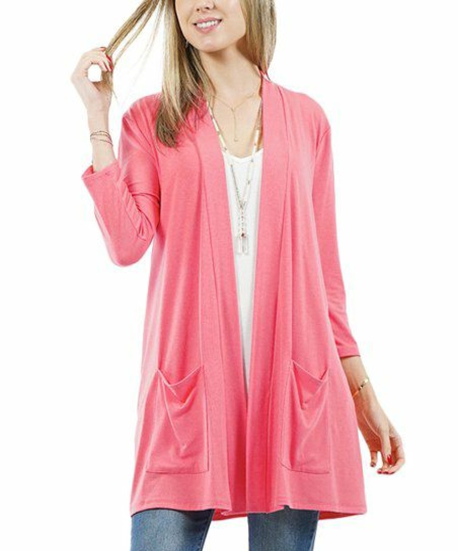 Women * | Brand New 42Pops Desert Rose Pocket Three-Quarter Sleeve Cardigan Women