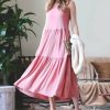 Women * | Cheap 42Pops Light Rose Sleeveless Tiered Midi Dress Women