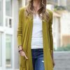 Women * | Promo 42Pops Olive Mustard Slouchy Longline Open Pocket Cardigan Women