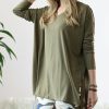 Women * | Flash Sale 42Pops Dusty Olive V-Neck Long-Sleeve Side-Slit Hi-Low Dolman Top Women