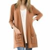 Women * | New 42Pops Cocoa Pocket Three-Quarter Sleeve Cardigan Women