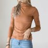 Women * | Hot Sale 42Pops Deep Camel Long-Sleeve Turtleneck Women