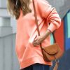 Women * | Budget 42Pops Neon Coral V-Neck Long-Sleeve Pocket Sweatshirt Women