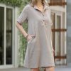 Women * | Brand New 42Pops Ash Mocha Pocket Button-Front Dress Women