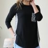 Other * | Brand New 42Pops Black Leopard-Contrast Long-Sleeve Tee Women