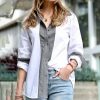 Other * | Flash Sale 42Pops White & Gray Denim-Contrast Button-Up Women