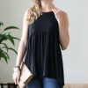 Other * | Buy 42Pops Black Shirred Sleeveless Tunic Women