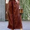 Women * | Top 10 42Pops Dark Rust Corduroy Pocket Wide-Leg Pants Women