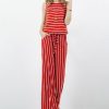 Women * | Best Reviews Of 42Pops Ruby & Ivory Stripe Sleeveless Pocket Wide-Leg Jumpsuit Women