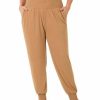 Women * | Cheap 42Pops Deep Camel Smocked High-Waist Pocket Joggers Plus