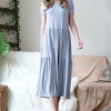 Women * | Brand New 42Pops Ash Blue Tiered Short-Sleeve Midi Dress Women