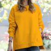 Women * | New 42Pops Golden Mustard Crewneck Long-Sleeve Hi-Low Pocket Sweatshirt Women