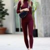 Women * | Hot Sale 42Pops Dark Burgundy Mock Neck Long-Sleeve Top & Leggings Women