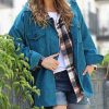 Women * | Wholesale 42Pops Teal Corduroy Pocket Shacket Women