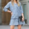 Women * | Outlet 42Pops Medium Chambray Button-Front Ruffle-Hem Shirt Dress Women