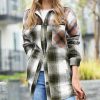 Women * | Best Sale 42Pops Olive & Rust Color Block Plaid Pocket Oversize Shacket Women